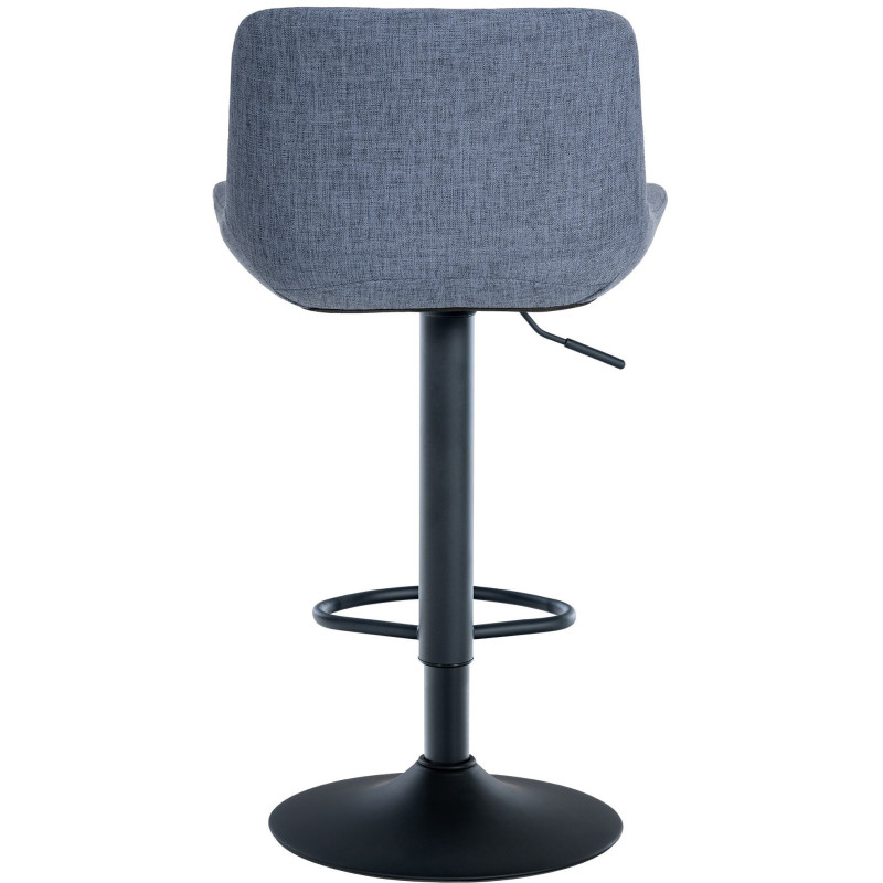 Tabouret de bar moderne réglable en Tissu Bleu Métal Noir Noir - 5