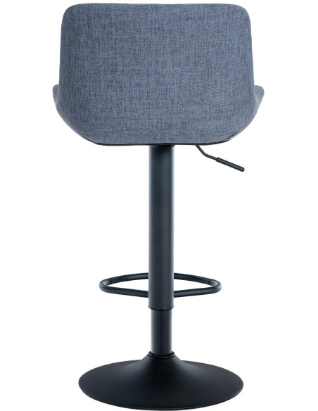 Tabouret de bar moderne réglable en Tissu Bleu Métal Noir Noir - 5