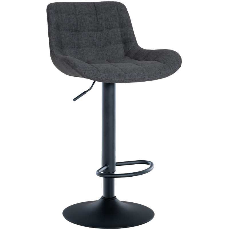 Tabouret de bar moderne réglable en Tissu Noir Métal Noir Noir - 1