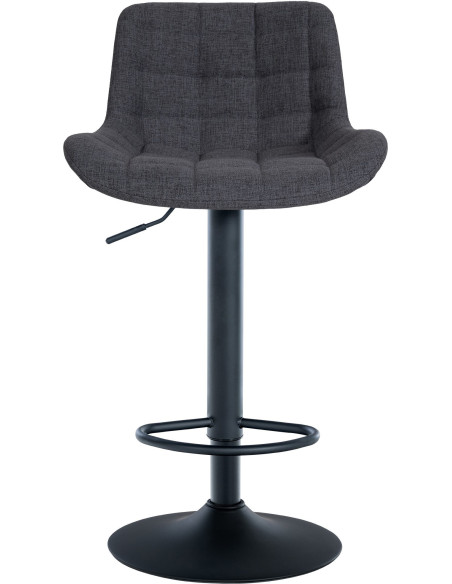 Tabouret de bar moderne réglable en Tissu Noir Métal Noir Noir - 2