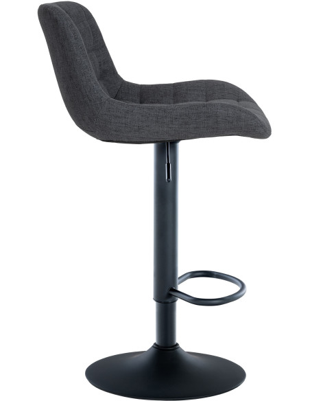 Tabouret de bar moderne réglable en Tissu Noir Métal Noir Noir - 3