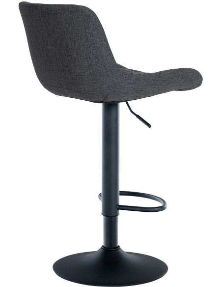 Tabouret de bar moderne réglable en Tissu Noir Métal Noir Noir - 4