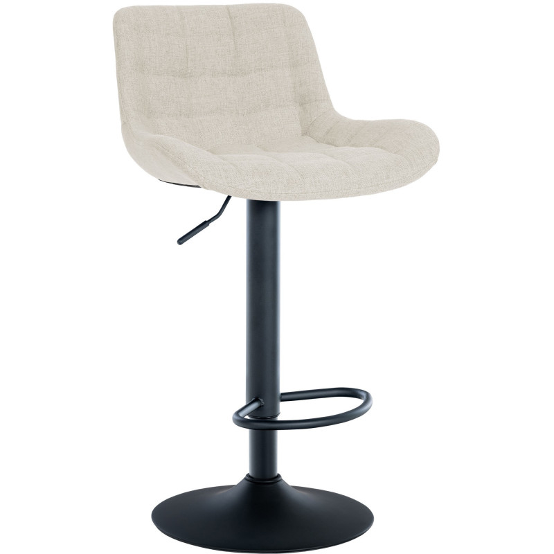 Tabouret de bar moderne réglable en Tissu Blanc crème Métal Noir Noir - 1