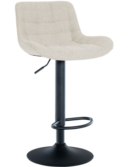 Tabouret de bar moderne réglable en Tissu Blanc crème Métal Noir Noir - 1