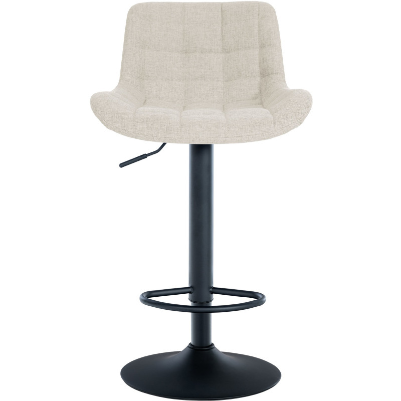 Tabouret de bar moderne réglable en Tissu Blanc crème Métal Noir Noir - 2