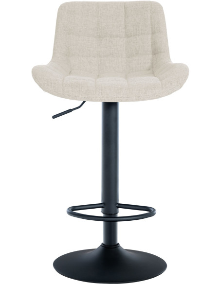 Tabouret de bar moderne réglable en Tissu Blanc crème Métal Noir Noir - 2