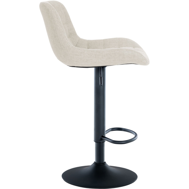 Tabouret de bar moderne réglable en Tissu Blanc crème Métal Noir Noir - 3