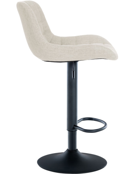 Tabouret de bar moderne réglable en Tissu Blanc crème Métal Noir Noir - 3