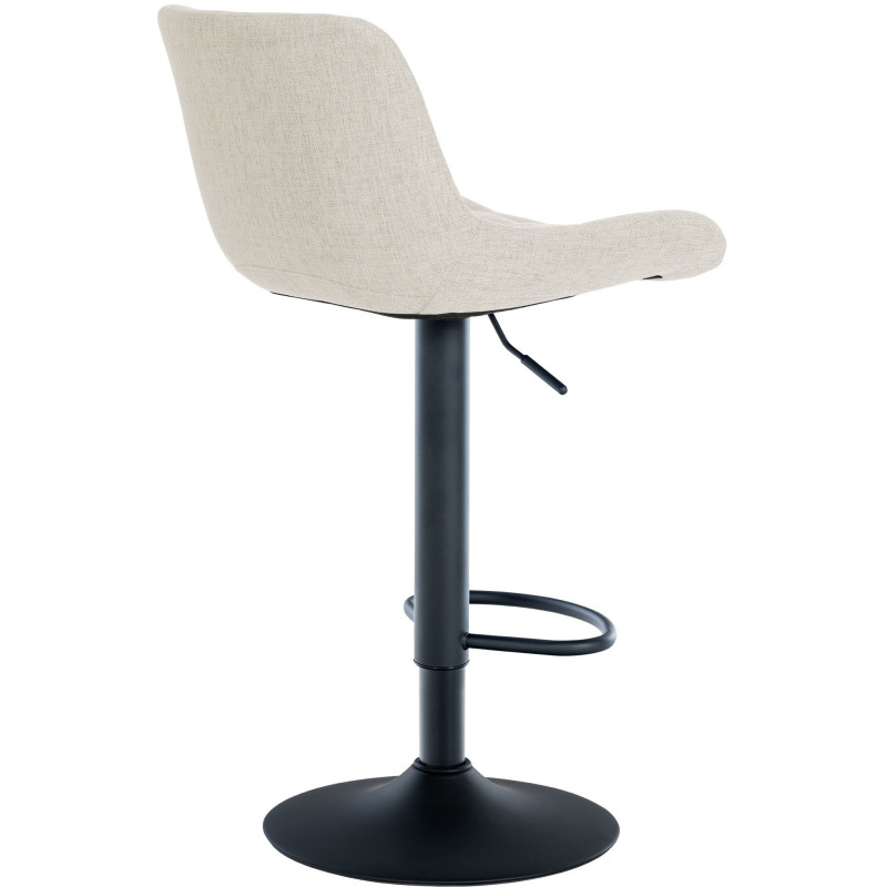 Tabouret de bar moderne réglable en Tissu Blanc crème Métal Noir Noir - 4