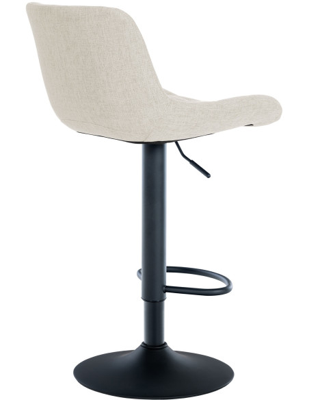 Tabouret de bar moderne réglable en Tissu Blanc crème Métal Noir Noir - 4