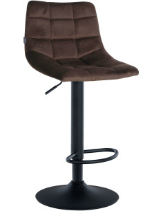 Tabouret de bar réglable matelassé en Velours Marron Métal Noir Léon - 1