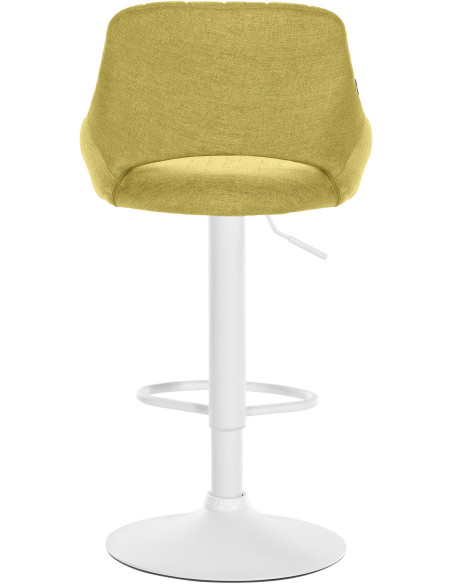 Tabouret de bar réglable pivotant en Tissu Vert Métal Blanc Kelran - 4