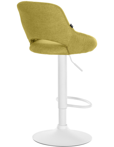 Tabouret de bar réglable pivotant en Tissu Vert Métal Blanc Kelran - 3