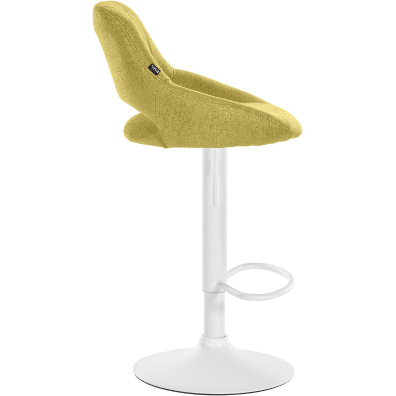 Tabouret de bar réglable pivotant en Tissu Vert Métal Blanc Kelran - 5