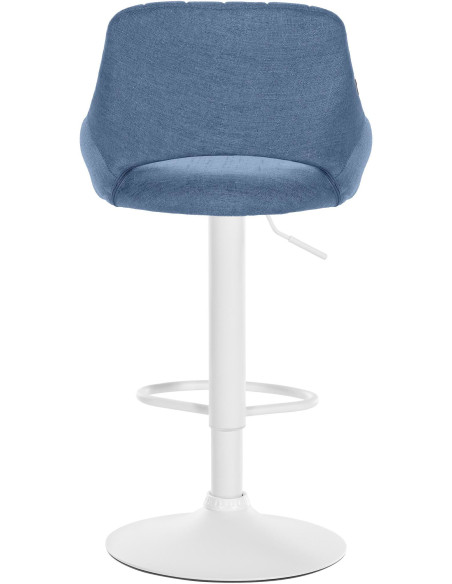 Tabouret de bar réglable pivotant en Tissu Bleu Métal Blanc Kelran - 5