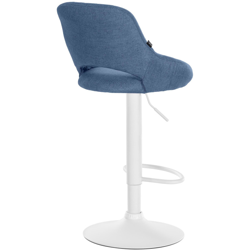 Tabouret de bar réglable pivotant en Tissu Bleu Métal Blanc Kelran - 4