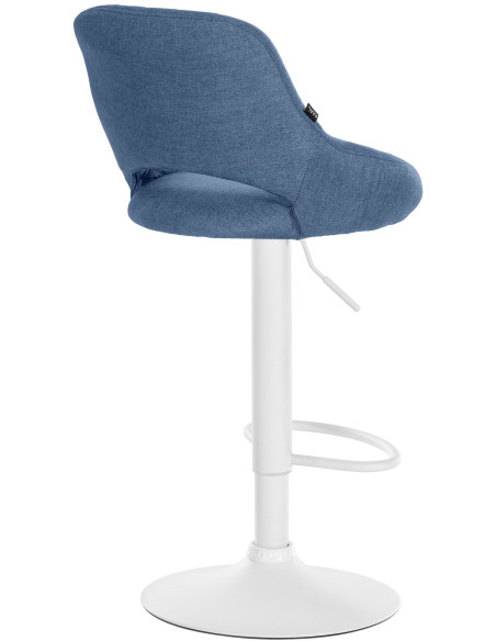 Tabouret de bar réglable pivotant en Tissu Bleu Métal Blanc Kelran - 4