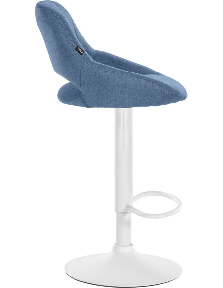 Tabouret de bar réglable pivotant en Tissu Bleu Métal Blanc Kelran - 3