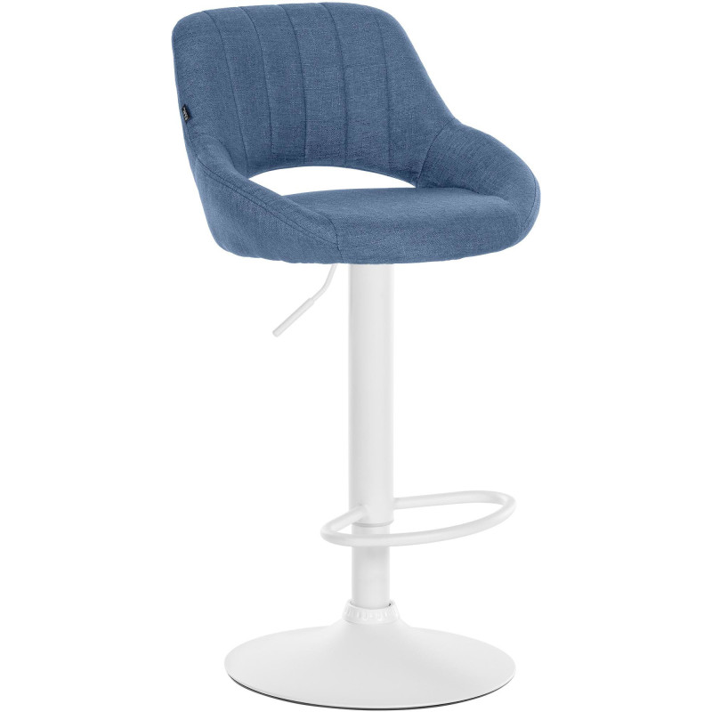 Tabouret de bar réglable pivotant en Tissu Bleu Métal Blanc Kelran - 1