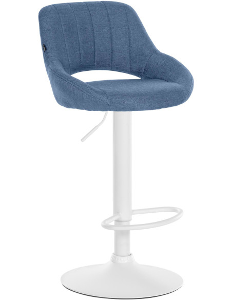 Tabouret de bar réglable pivotant en Tissu Bleu Métal Blanc Kelran - 1