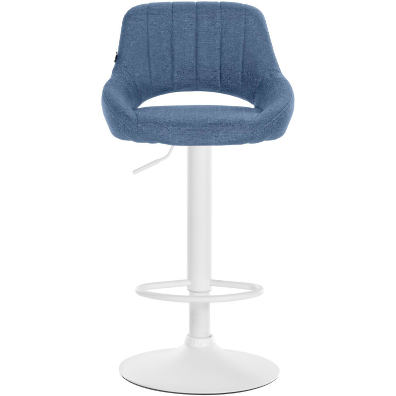Tabouret de bar réglable pivotant en Tissu Bleu Métal Blanc Kelran - 2