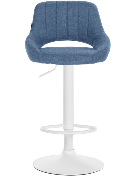 Tabouret de bar réglable pivotant en Tissu Bleu Métal Blanc Kelran - 2