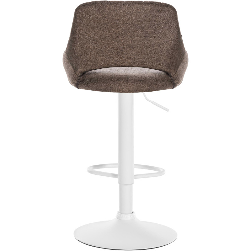 Tabouret de bar réglable pivotant en Tissu Marron Métal Blanc Kelran - 5