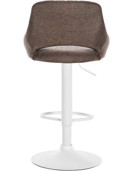Tabouret de bar réglable pivotant en Tissu Marron Métal Blanc Kelran - 5