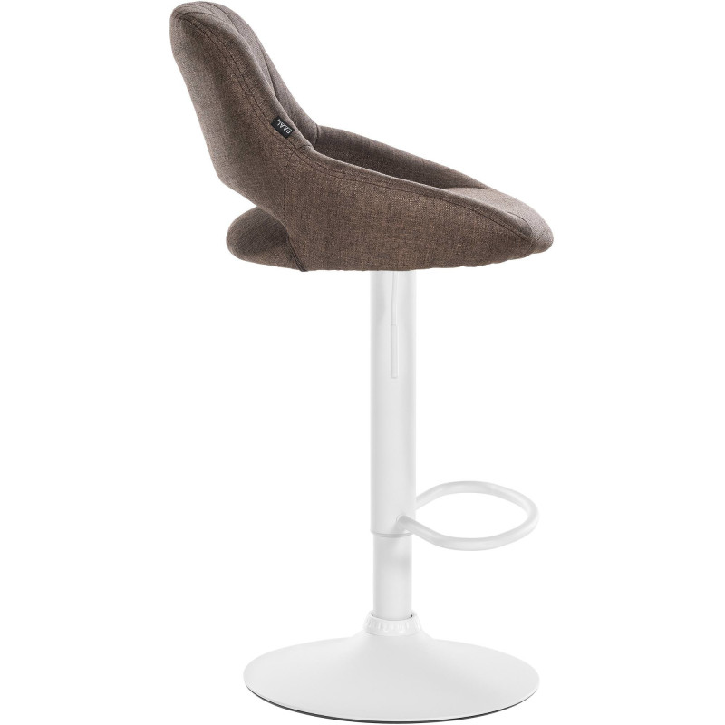 Tabouret de bar réglable pivotant en Tissu Marron Métal Blanc Kelran - 3