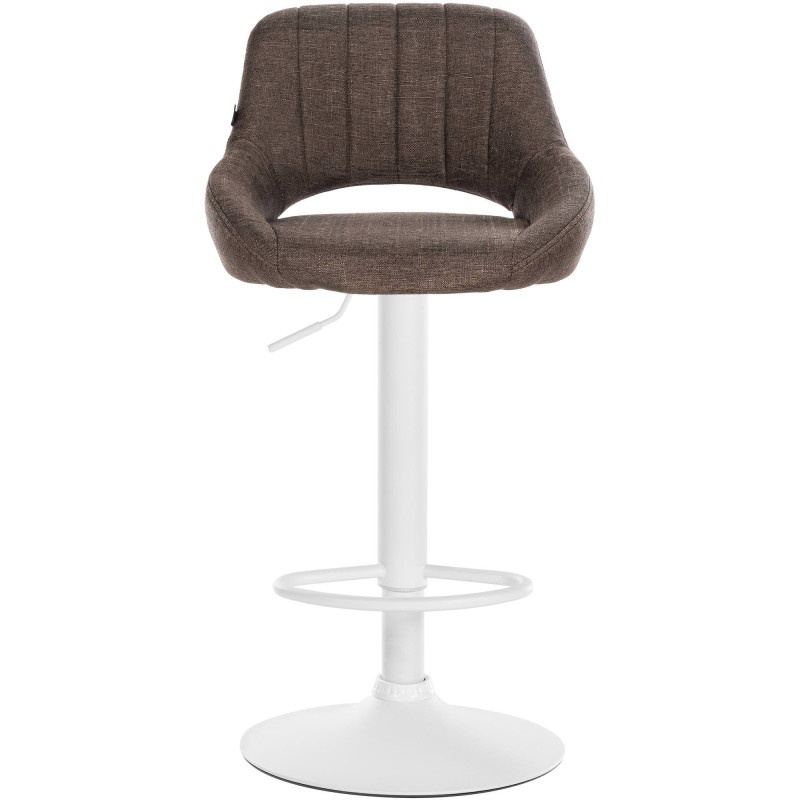 Tabouret de bar réglable pivotant en Tissu Marron Métal Blanc Kelran - 2