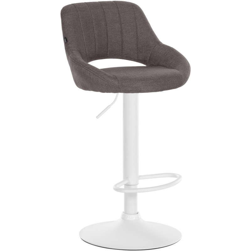Tabouret de bar réglable pivotant en Tissu Gris foncé Métal Blanc Kelran - 1