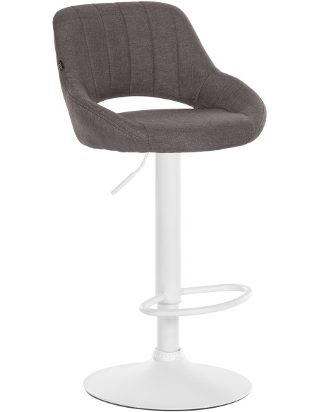 Tabouret de bar réglable pivotant en Tissu Gris foncé Métal Blanc Kelran - 1