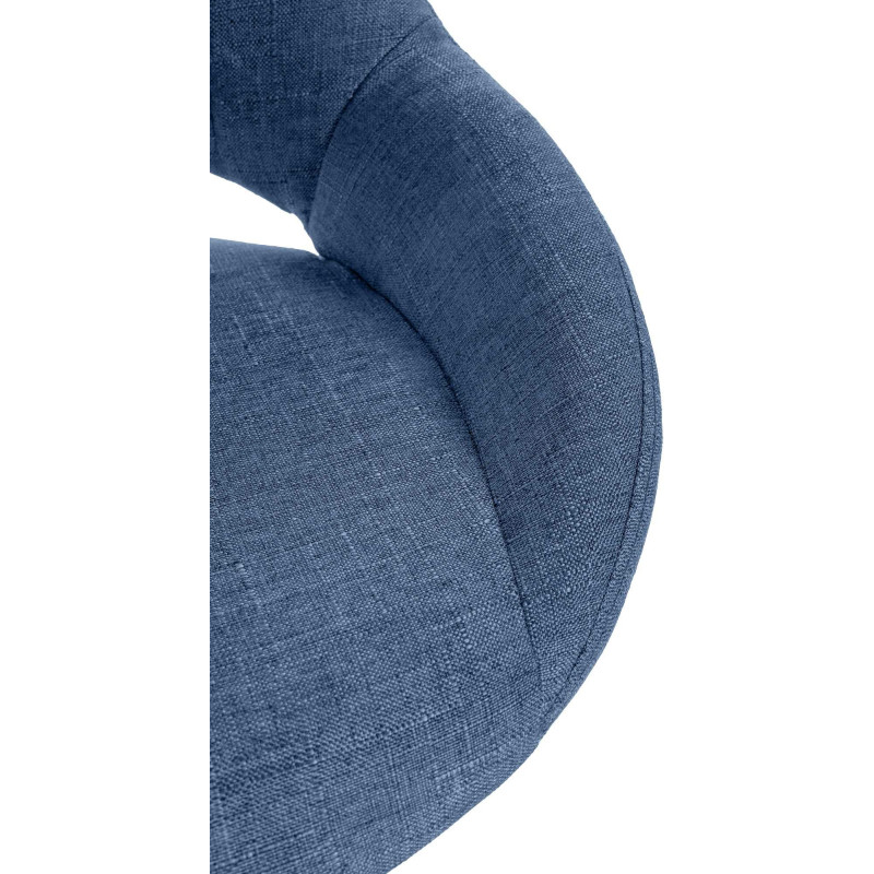 Tabouret de bar réglable pivotant en Tissu Bleu Métal Noir Kelran - 7
