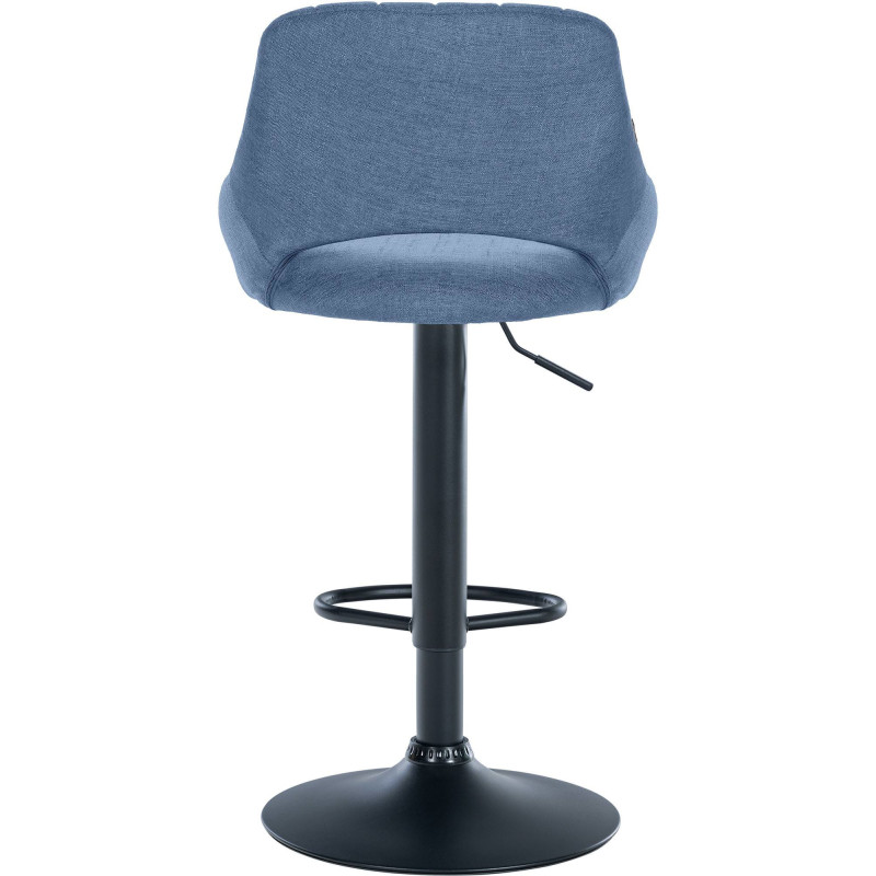 Tabouret de bar réglable pivotant en Tissu Bleu Métal Noir Kelran - 5