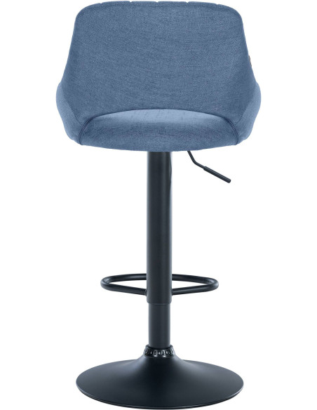 Tabouret de bar réglable pivotant en Tissu Bleu Métal Noir Kelran - 5