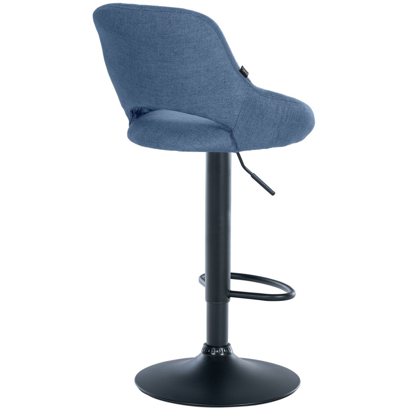 Tabouret de bar réglable pivotant en Tissu Bleu Métal Noir Kelran - 4