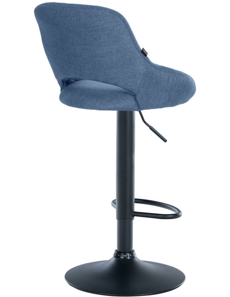 Tabouret de bar réglable pivotant en Tissu Bleu Métal Noir Kelran - 4