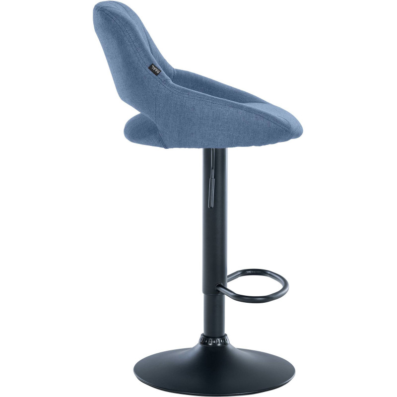 Tabouret de bar réglable pivotant en Tissu Bleu Métal Noir Kelran - 3