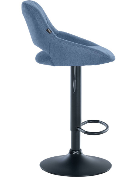 Tabouret de bar réglable pivotant en Tissu Bleu Métal Noir Kelran - 3
