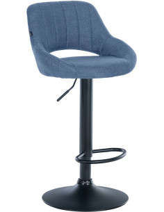 Tabouret de bar réglable pivotant en Tissu Bleu Métal Noir Kelran - 1