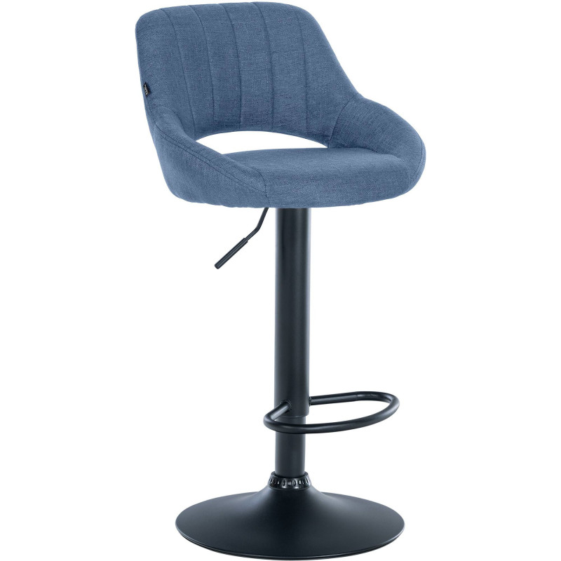 Tabouret de bar réglable pivotant en Tissu Bleu Métal Noir Kelran - 1