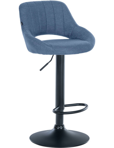 Tabouret de bar réglable pivotant en Tissu Bleu Métal Noir Kelran - 1