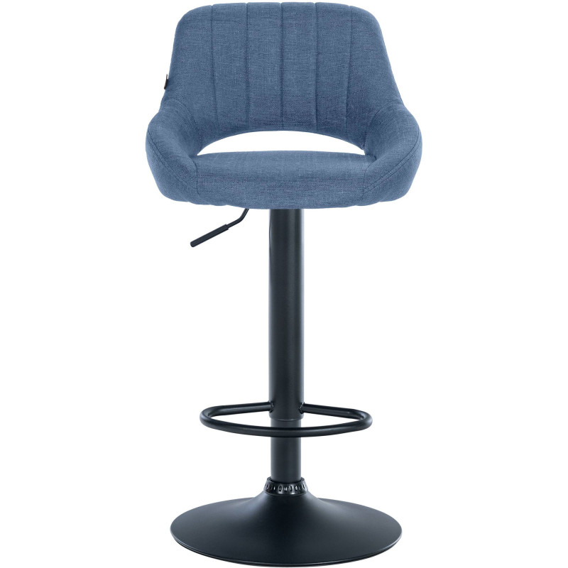 Tabouret de bar réglable pivotant en Tissu Bleu Métal Noir Kelran - 2