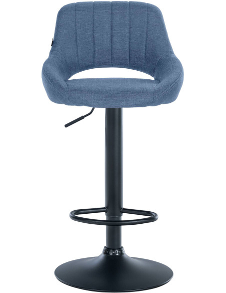 Tabouret de bar réglable pivotant en Tissu Bleu Métal Noir Kelran - 2