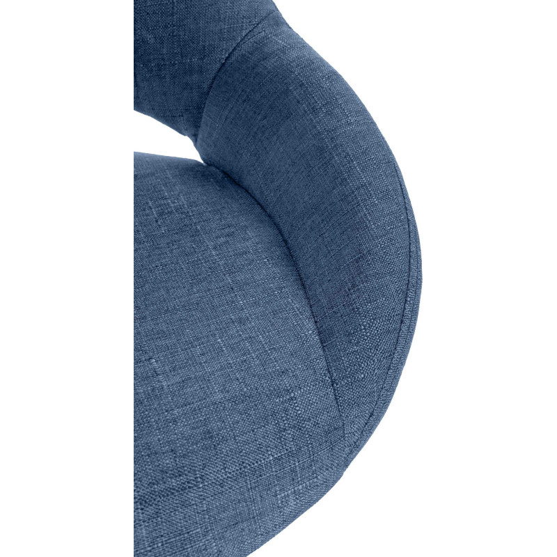 Tabouret de bar réglable pivotant en Tissu Bleu Métal Argenté Kelran - 6