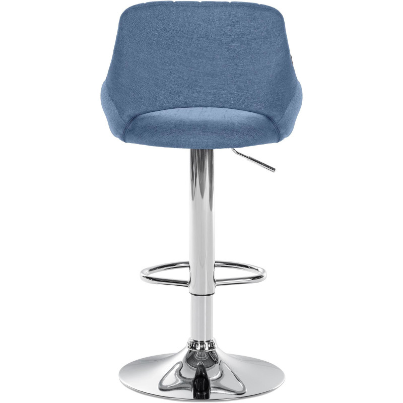 Tabouret de bar réglable pivotant en Tissu Bleu Métal Argenté Kelran - 2