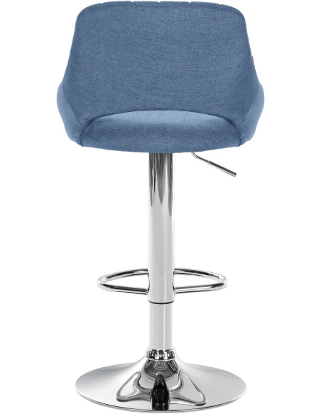 Tabouret de bar réglable pivotant en Tissu Bleu Métal Argenté Kelran - 2