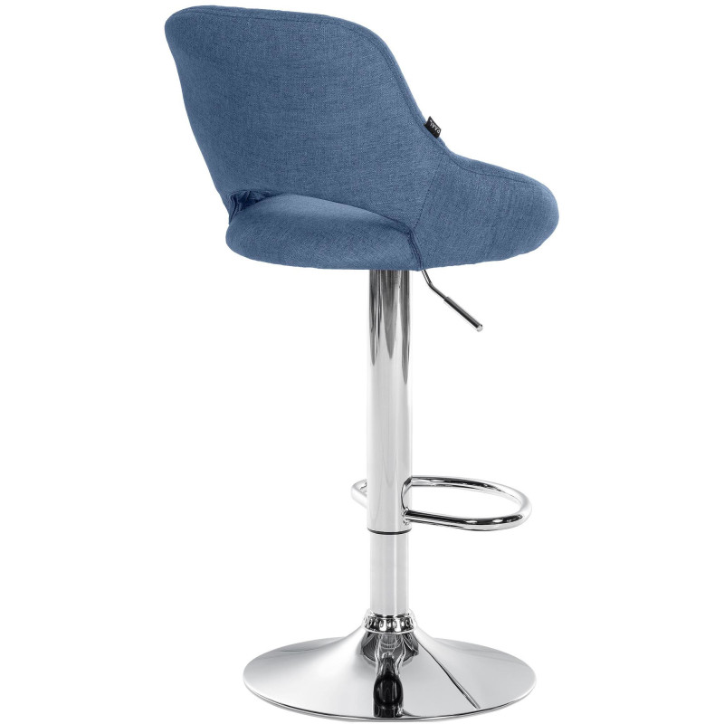 Tabouret de bar réglable pivotant en Tissu Bleu Métal Argenté Kelran - 3