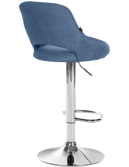 Tabouret de bar réglable pivotant en Tissu Bleu Métal Argenté Kelran - 3