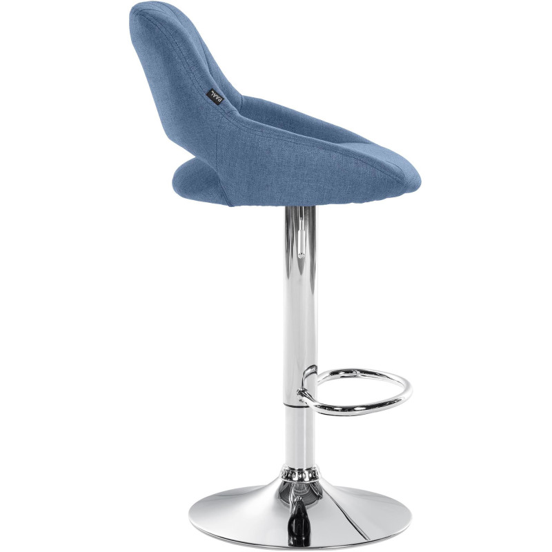 Tabouret de bar réglable pivotant en Tissu Bleu Métal Argenté Kelran - 4